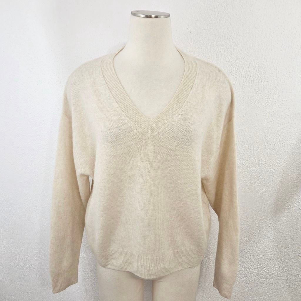 Crush Cashmere Malibu V 2.0 Sweater V-Neck Jumper Cream Women's Size 1 Small